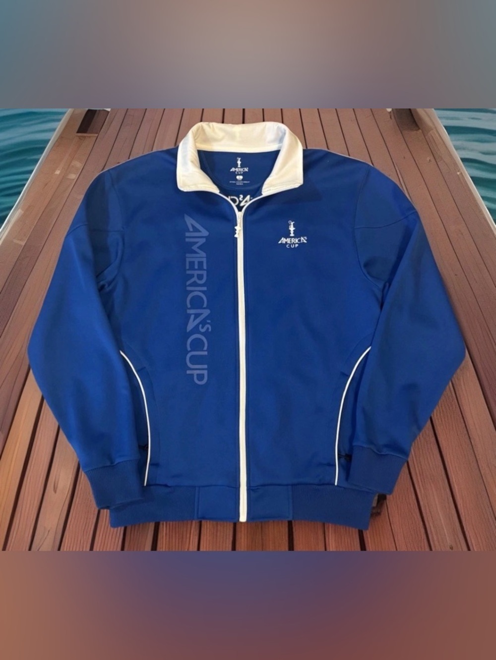 America's Cup Official Licensed Men's Full Zip Athletic Jacket Coat Sz L Blue